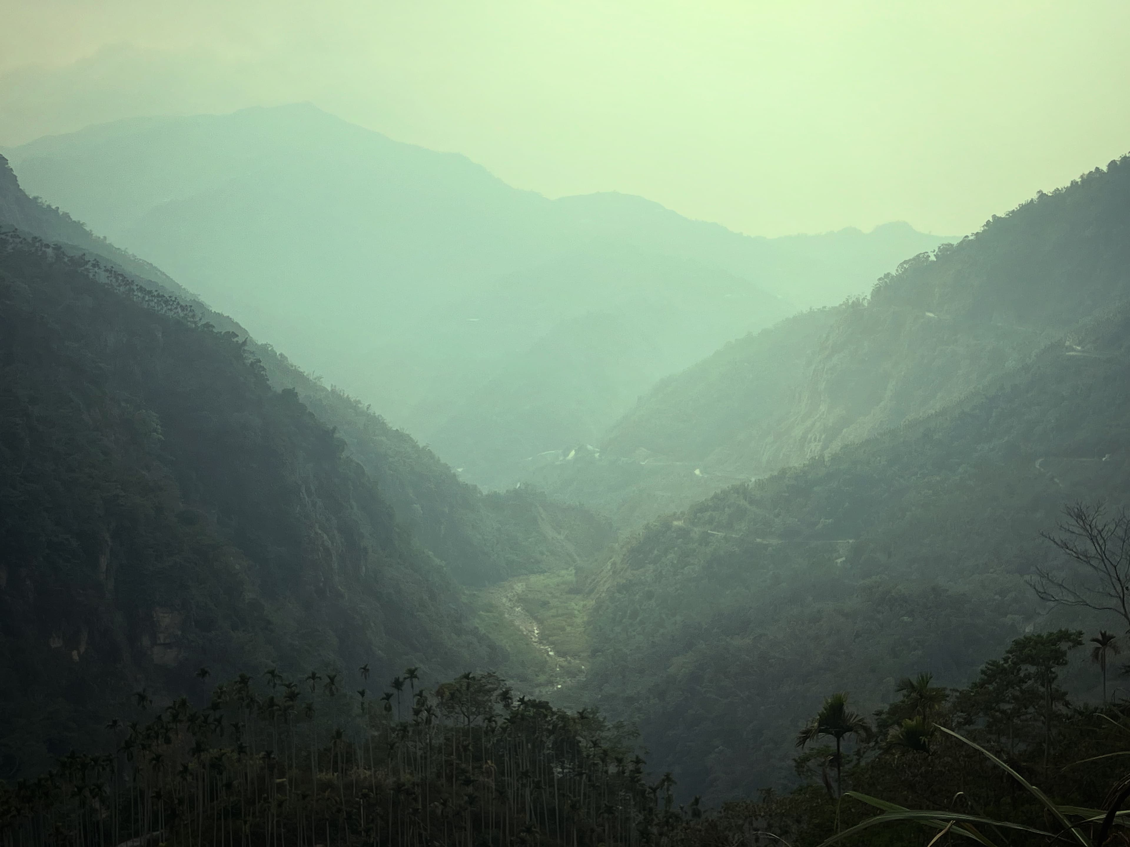 Alishan — sea of clouds at dawn above Shizhuo village