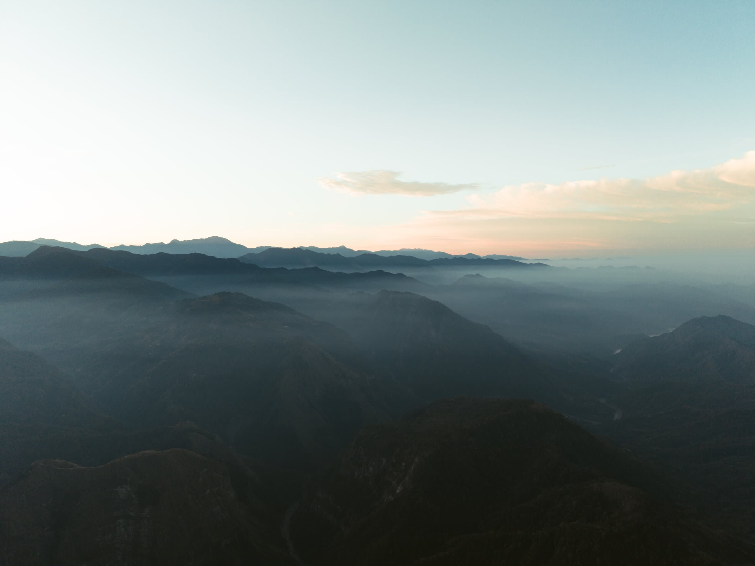 The Alishan mountain range in late afternoon light