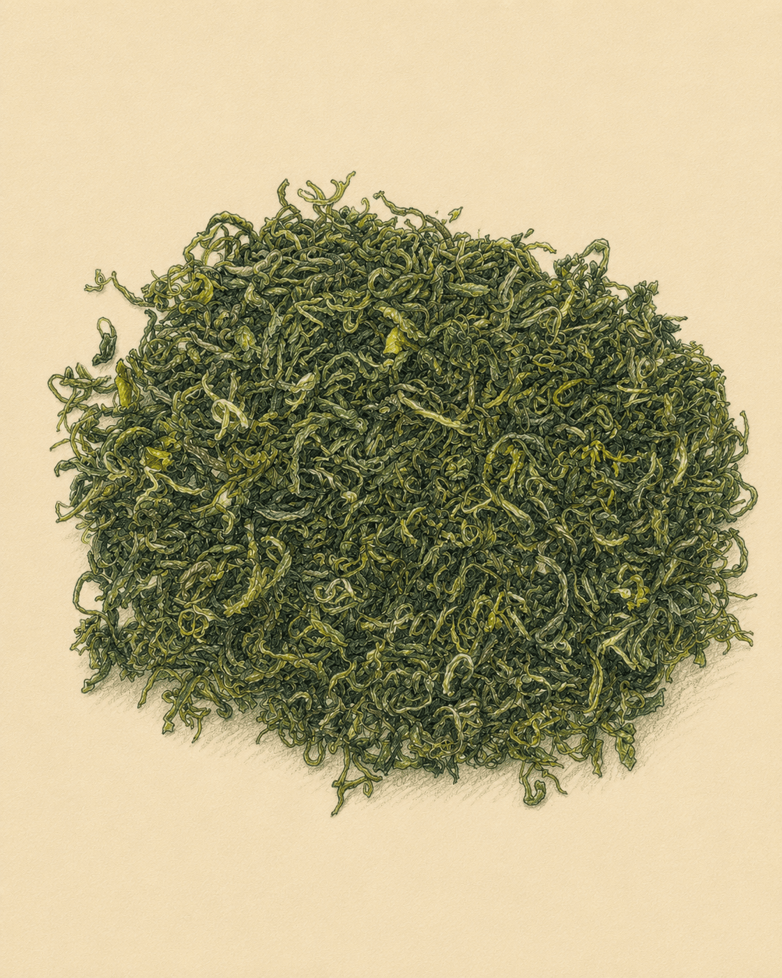 Sencha — Shizuoka spring first-flush green tea, curled dry leaf